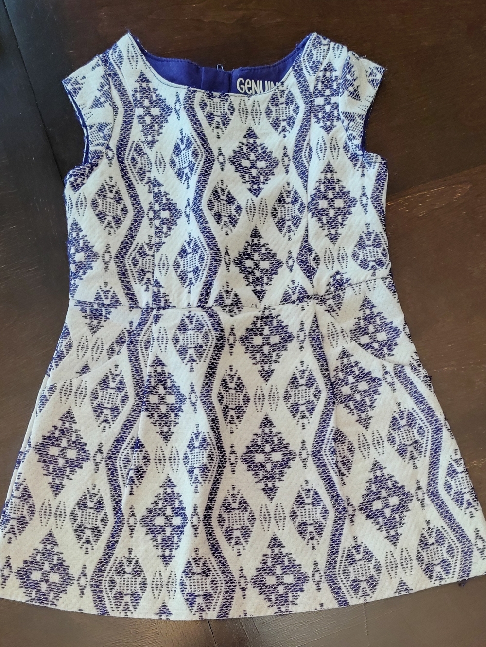 OshKosh B'gosh Navy & White Geometric Cap-Sleeve Dress